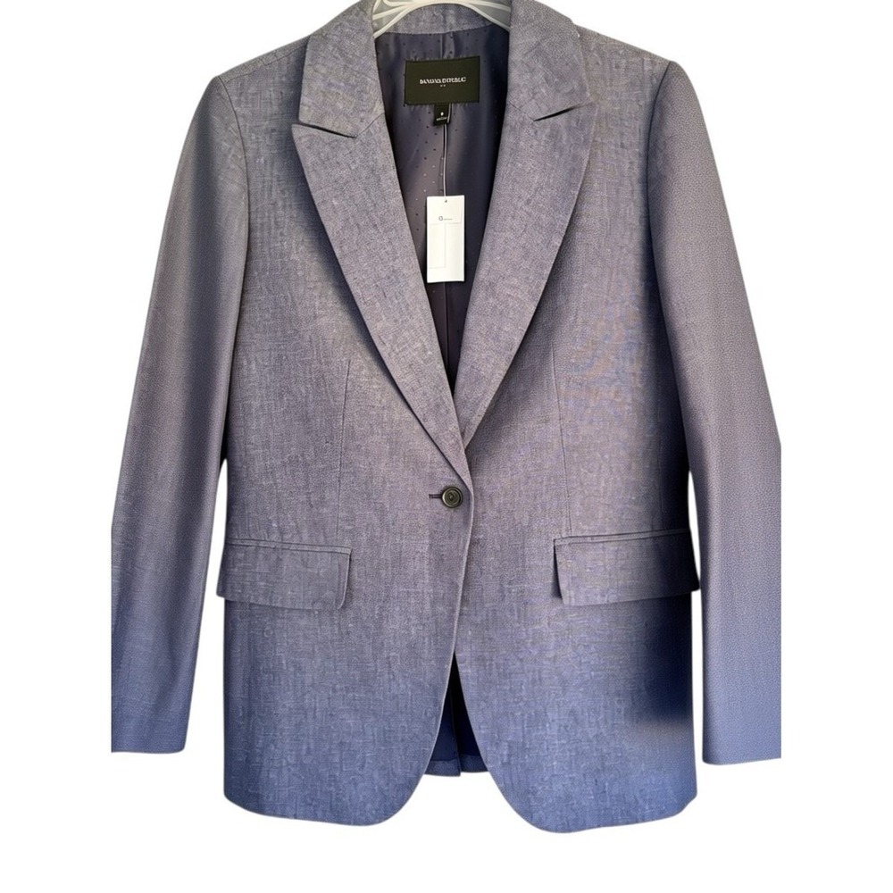 Banana Republic Corporate Blazer Sz 8 Gray‎ Blue Fitted NWT 90s 2000s Interview